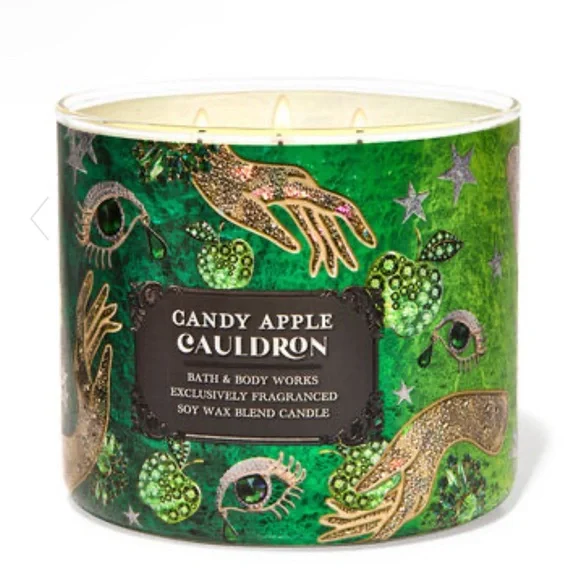 Bath & Body Works Candy Apple Cauldron 3-Wick Candle with Fancy Lid - Picture 2 of 2